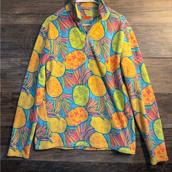 chubbies Tops - Chubbies Multicolor Pineapple Print Women's Quarter Zip Pullover Fleece Shirt